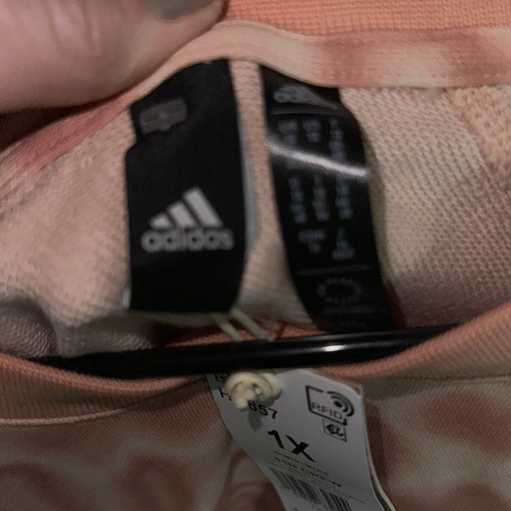 NWT adidas 1H crew cropped sweatshirt with water orange sherbet print size 1x - Picture 6 of 10